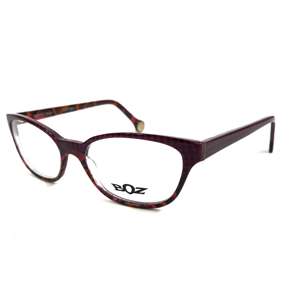 BOZ Eyeglasses Frames VANINA 8582 Pink Brown Purple Houndstooth 52-16-145